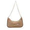 Bolso de Mujer a la Moda con Perla de Concha Estilo Relajado, Bolso de Hombro Casual Elegante, Bolso Cruzado de Color Sólido de Alto Valor para el Trabajo