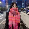 Cachecol Azul Klein Xale de Mohair para Mulheres Aquecedor de Pescoço de Inverno 2025 Novo Outono e Inverno Quente Estilo Coreano Atmosfera