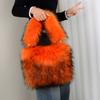 Bolso de Peluche Nuevo Estilo Transfronterizo, Bolso de Mano Imitación Piel de Mapache para Mujer, Bolsa Tote de Gran Capacidad, Piel Sintética, Moda Urbana