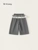 Ropa para Niños Youbao Primavera y Otoño Estilo Coreano Pantalones Largos para Niñas con Adorno de Encaje Pantalones de Pierna Ancha Pantalones para Niños Pantalones Casuales para Niñas
