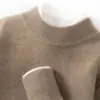 Nuevo Suéter de Cachemir de Cuello Alto Medio para Hombre Otoño e Invierno, Suéter Interior Casual de Manga Larga, Jersey de Punto de Color Sólido, Suéter Base de Punto Holgado
