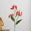 Flores Artificiales, Lirios de Fuego, Flores Falsas, Mesa de Comedor de Sala de Estar, Arreglos Florales de Gama Alta para Dormitorio, Decoración de Bodas, Arte Floral