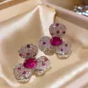 Estilo Palacio Francés Pendientes de Flor de Circonita Set de Joyería Cadena para Clavícula de Lujo Ligero Joyería de Moda para Mujeres