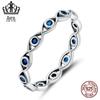 Evelle Lucky Eye Sterling Silver s925 Anel Simples Olhos de Zircão Azul Moda Popular Anel de Jóias