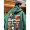 Sudadera Gruesa con Capucha Forrada de Polar para Pareja de Hombres, Estilo Bf Holgado de Moda Versátil Chaqueta Estilo Hong Kong Otoño e Invierno