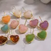 Brincos de Coração de Resina Casuais e Doces Multicor Dia dos Namorados Versáteis Brincos Dopamina Joias para Mulheres Aço Inoxidável