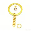 Chaveiro com corrente, chaveiro de argola plana, pingente para chaveiro, decoração de chaveiro de metal