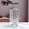 Estilo nórdico estilo francês retro luz luxo em relevo mesa de jantar transparente vaso de vidro alto avançado sentido vento lâmpada vaso de vidro