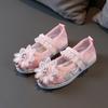 Zapatos Bordados para Niñas, Zapatos de Estilo Chino para Niños, Zapatos de Malla Calados, Zapatos de Disfraz Estilo Perla, Zapatos de Actuación Hechos a Mano para Bebé
