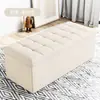 Banqueta de Almacenamiento, Sofá, Taburete para Cambiarse los Zapatos, Silla Rectangular para el Hogar para Uso en el Dormitorio, Otomana Plegable Multifuncional de Cuero