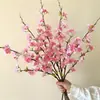 Atacado do Fabricante Flores Artificiais Galhos de Flor de Cerejeira com 2 Pontas Flores Artificiais Flores de Seda Plástico Decoração de Casamento Arco de Decoração Flores Guia