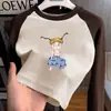 Blusa Térmica Feminina de Fleece Escovado Outono Inverno Estilosa Tamanho Médio a Grande Infantil Camiseta Color Block de Manga Longa Menina Gola Redonda Roupa Íntima Top
