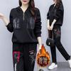 Conjunto deportivo casual estampado para mujer Otoño e Invierno Estilo coreano Moderno Nueva llegada Talla grande Suéter holgado con capucha Conjunto de dos piezas