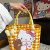 Bolsa Tejida a Mano de Gatito Gran Capacidad Cesta de Verduras DIY Bolsa de Playa Bolso de Recuerdo Bolsa de Regalo Navideño Bolsa