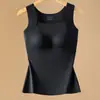 Camiseta sin mangas de seda helada sin costuras con sensación de segunda piel para mujer, con tirantes anchos, copas fijas, talla grande, adelgazante, ajuste ceñido