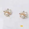 Liga Imitação Pérola Flor Centro de Flor Estame Núcleo da Flor Cheio de Diamantes Três Contas Flor Flor Grande Centro de Flor Peças para Acessório de Cabelo DIY