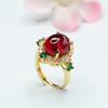 Anillo de Rubí Cultivado Guan Yu Anillo de Corindón Rojo Joyería Estilo Corte Fábrica Mayorista y Entrega S4012409