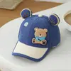 Gorra de béisbol infantil de dibujos animados con etiqueta de cuero, súper linda, gorra de béisbol infantil cálida de pana para otoño e invierno 2026