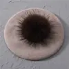 Boina Nueva de Color Sólido con Pompón Mezcla de Lana Moda Cómoda Gorro Pullover Doble Capa Cálido Gorro de Punto Sencillo