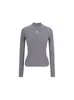 Camiseta Básica de Punto Mosesqueen Gris de Manga Larga y Cuello Medio Acanalado, Ajustada, Prenda Interior para Mujer