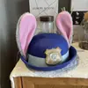 Nuevo Sombrero Judy Policía Conejo Lana Cúpula Uniforme Jk Cos Zootopia Mismo Estilo Accesorios para la Cabeza