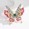Nuevo Broche de Mariposa de Doble Capa de Industria Pesada Europea y Americana, Pin Personalizado de Pedrería de Alta Gama, Hermosos y Exquisitos Accesorios de Ramillete