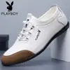 Artículos genuinos zapatos casuales de cuero transpirable para hombre verano versátiles Tods estilo coreano zapatos blancos