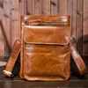 B594 Nova Bolsa de Cintura Masculina em Couro Genuíno Bolsa de Ombro em Couro Óleo Cera Bolsa para Pendurar na Calça Bolsa para Celular Bolsa Transversal Vintage