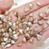 Venta al por mayor Celebridad de Internet Manicura Champagne Joyería de Diamantes Súper Brillante Maillard Rectangular Gota de Agua Diamante de Uña Forma Especial Punta Inferior