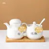 Pote de Cerâmica para Condimentos Estilo Japonês, Porta-Palitos, Conjunto de Potes para Condimentos, Porta-Hashis, Gaiola para Hashis, Pote para Pimenta, Pote para Vinagre, Garrafa Comercial de Molho de Soja