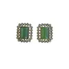 Pendientes cuadrados de piedra verde oscuro estilo Hong Kong vintage, pendientes vintage con diamantes de colores desgastados, pendientes vintage para mujer de lujo ligero y alta gama