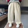 Pantalones Casuales de Primavera y Otoño para Niños Estilo Nuevo 2026 Ropa Guapa para Niños Pequeños y Medianos Pantalones de Pierna Recta Pantalones Largos de Algodón para Niños