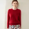 Moda Otoño e Invierno Versátil Suéter de Cachemira para Mujer Cuello Redondo de Cachemira Suéter Grueso Holgado de Punto Cachemir Suéter Básico de Punto