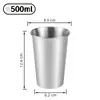 Taza de Cerveza de Acero Inoxidable 304 Taza de Agua de una Sola Capa Taza para Bebidas Frías Taza para Enjuague Bucal Taza para Jugos Taza de Té de Restaurante Grabada Grado Alimenticio