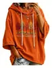 Nueva sudadera de Halloween transfronteriza 2026 con estampado de letras, sudadera con capucha para mujer con diseño independiente y forro polar pequeño