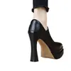 Zapatos de Mujer Individuales Impermeables de Plataforma con Tacón Grueso, Puntiagudos, Estilo Nuevo Primavera 2026 Europeo y Americano, Cómodos, Elegantes, Versátiles, que Aumentan la Altura, con Cremallera, Color Negro