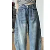Jeans de Trabajo Azul Claro de Pierna Ancha para Mujer, Novedad Primavera 2026 de Cintura Alta Adelgazantes Holgados Rectos Estilo Americano Pantalones Scimitar