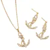Collar Creativo de Ancla de Marinero Microincrustada de Acero de Titanio para Mujer Colgante de Temperamento de Alta Gama Joyería de Nicho Collar Pendientes Venta al por Mayor