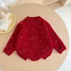 Suéter Grueso Cálido para Niñas Otoño Invierno Bebé Atuendo de Año Nuevo Suéter con Lazo de Punto para Niños Capa Base de Punto Venta al Por Mayor