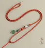 Cuerda de Colgante Trenzada a Mano de Dos Colores y Cuatro Hilos Cuerda de Collar Xiangyun Ruyi Cuerda de Colgante de Cristal de Fresa Jade Anillo de Jade Ajustable