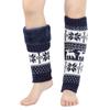 Calcetines gruesos con forro polar para mujer, de punto navideño, de lana, con copos de nieve y cervatillo, para otoño e invierno.