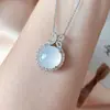 Atacado de fábrica semente de gelo calcedônia grande pingente de ovo redondo princesa pequena cereja prata incrustado pingente de jade ágata branca