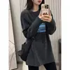 Camiseta de Manga Larga Estilo Coreano para Mujer Otoño 2026 Nueva Holgada Adelgazante Talla Grande Chicas Gorditas Longitud Media Prenda Base
