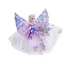 Pasador de Princesa Elsa de Frozen Lindo Adorno para el Cabello de Niña con Alas de Lentejuelas Malla Vestido de Princesa Accesorios para el Cabello