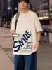 Camiseta de Manga Corta de Marca de Moda para Hombre, Verano Oversize Nicho Moda Nacional High Street Estilo Americano Top Holgado, Manga Corta Ins