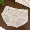 A9827 Calzones de Encaje para Mujer con Textura de Leche y Niebla, Sensación Suave, Relajada y Perezosa, Algodón con Refuerzo Extendido, 10A de Cintura Media que Moldea la Cadera