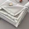 Colcha de Verano Seersucker con Ribete de Encaje, Colcha para Aire Acondicionado para Dormitorio, Sensación Refrescante, Tamaño Individual/Doble, Lavable a Máquina, Colcha Fina de Verano