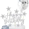Tarjeta de cumpleaños de estrellas inglesas transfronteriza flash decoración de pastel de cumpleaños globo insertable tarjeta de cumpleaños de pastel