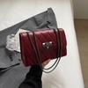 Nueva textura simple 2024 primavera color sólido hilo bordado rombo cadena moda candado bandolera hombro pequeño cuadrado bolsa de mujer