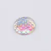18mm remendo de escama de peixe redondo resina de fundo plano broca chapeado AB colorido diamante acessórios